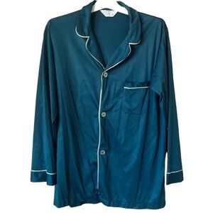 Vintage Mid Century Towncraft Jcpenney Aqua soft sleek classic pajama shirt